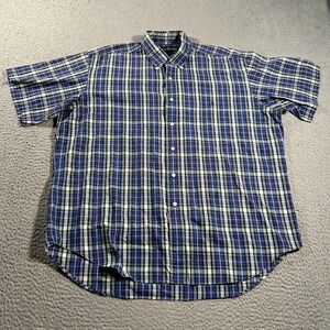 Ralph Lauren Shirt Men XL‎ Blue Plaid Button Up Tattersall Dress Bartlett